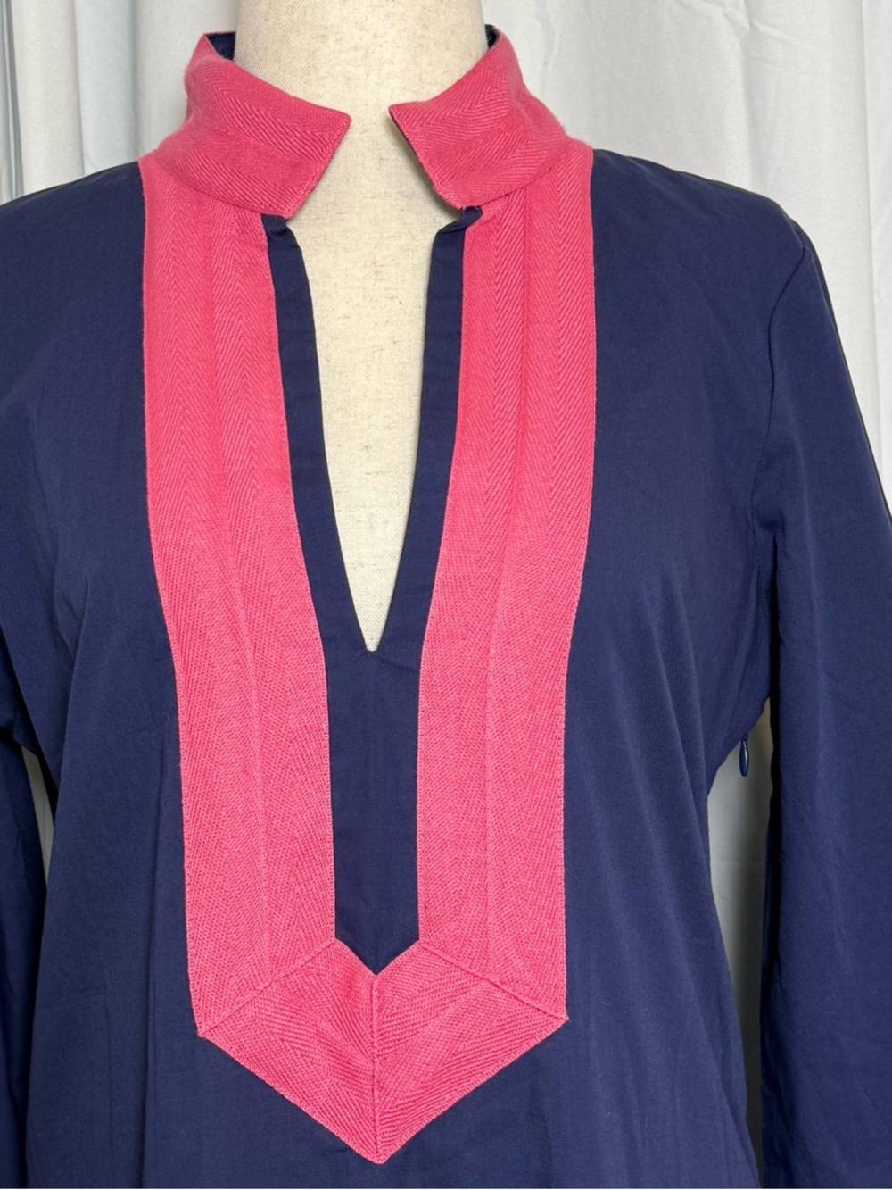 Sail to Sable Maxi Tunic Caftan Dress Women’s Small Blue Pink Resort Preppy - Picture 5 of 13